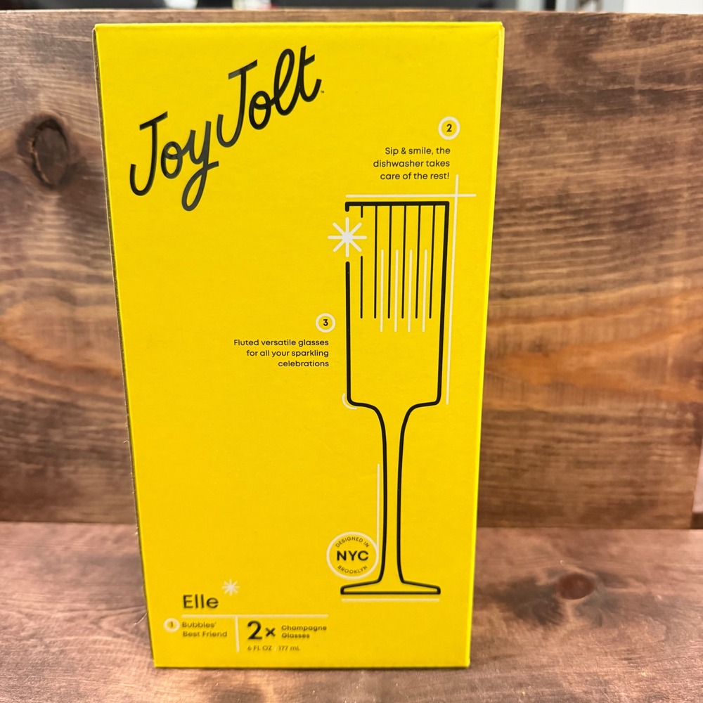 JoyJolt Elle Fluted Champagne Glasses Set of 2 Ribbed Lead-Free Glass JG10302